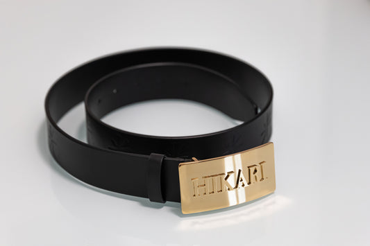 HIKARI leather belt with gold buckle